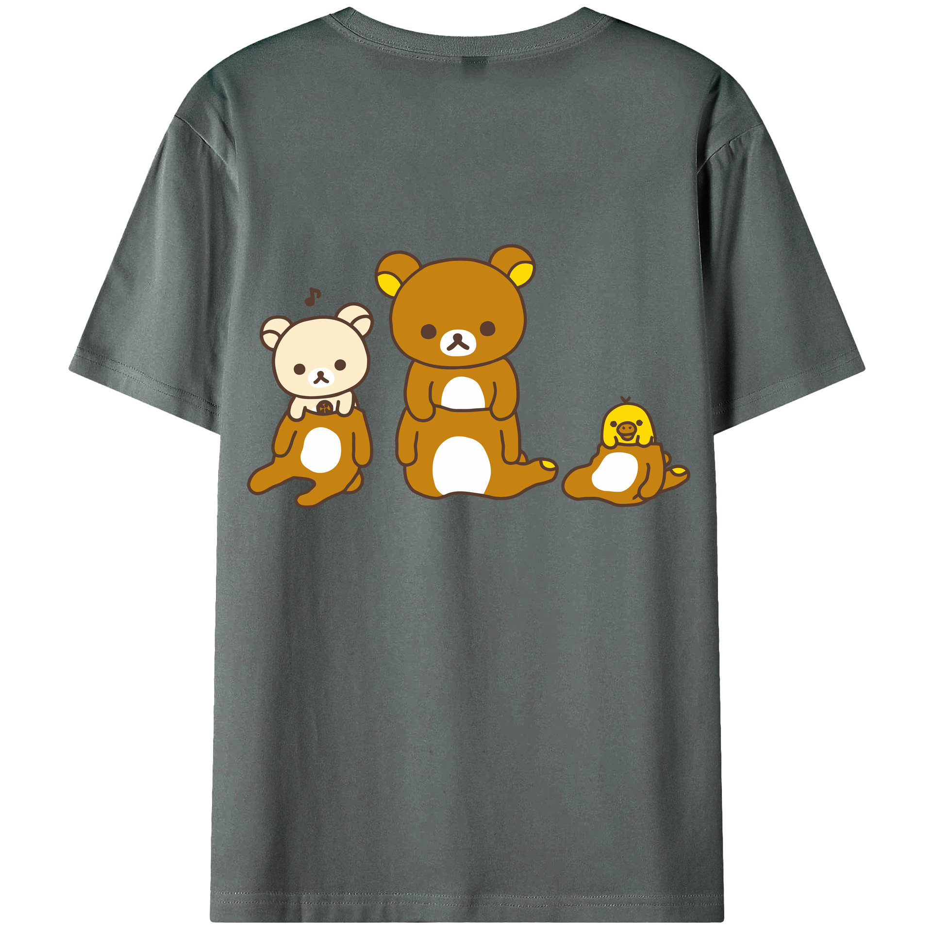 （画像用） リラックマ リラックマ キイロイトリ Rilakkuma Korilakkuma Kiiroitori 綿100％ メンズ半袖Tシャツ（バックプリント） 通気性